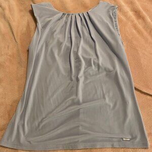 Stretch Pleated Crew Neckline Sleeveless Top